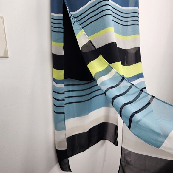 Vince Camuto Midi Dress XS Petite Sleeveless Striped Chiffon Flowy Sheer - Picture 4 of 9